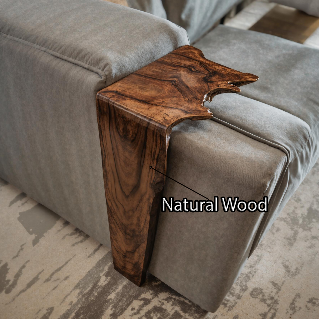 Handcrafted Sofa Armrest Table With Rustic Charm