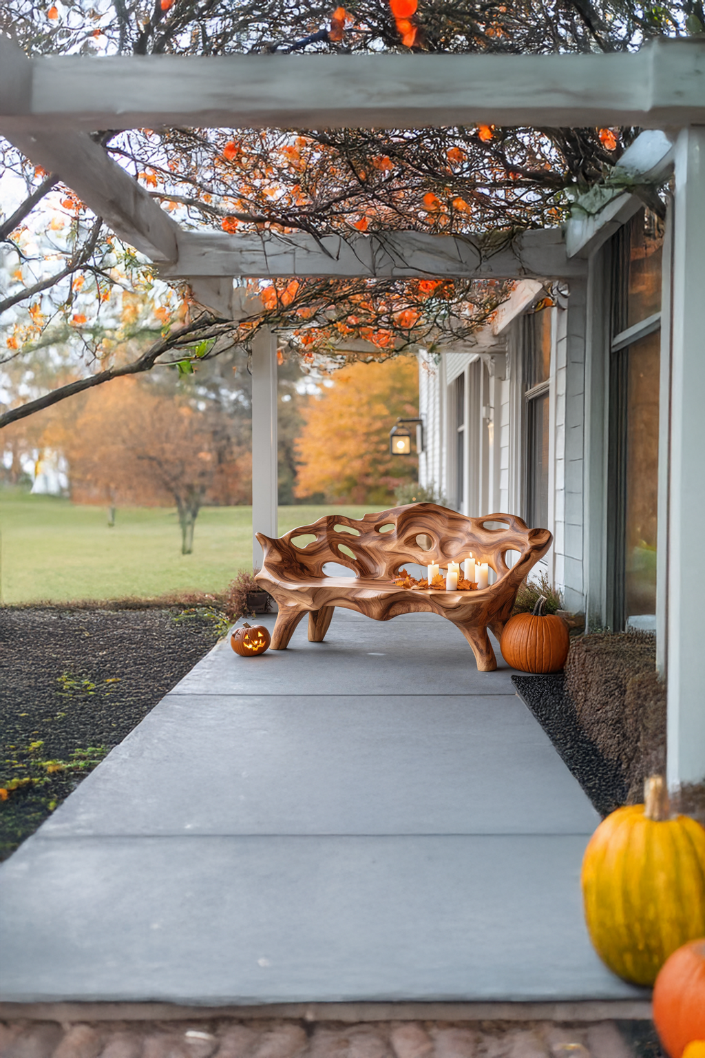 Rustic Live Edge Outdoor Bench For Patio And Outdoor Furniture