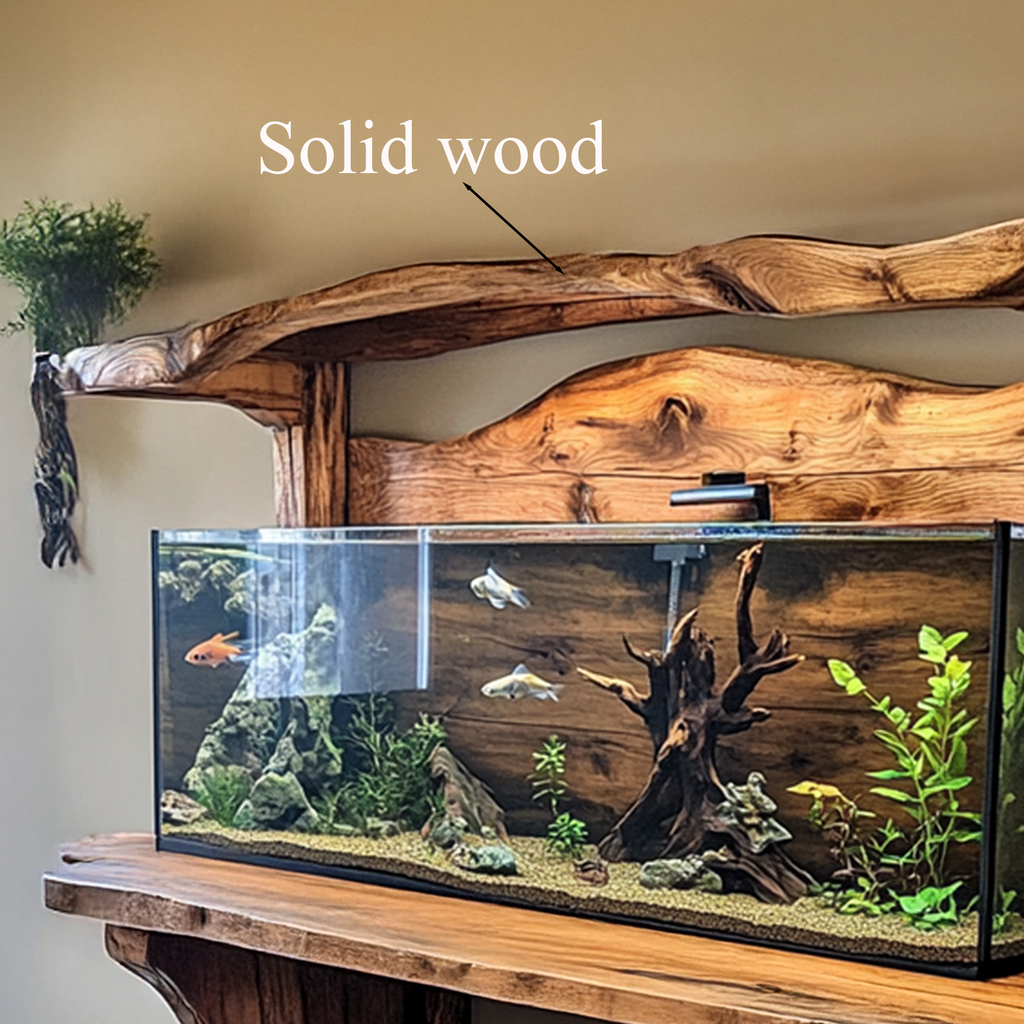 Wood Tank Fish Wooden Aquarium Shelf Decor Living Room Gift