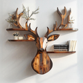 Rustic Handcrafted Wood Deer Shelf For Living Room Decor