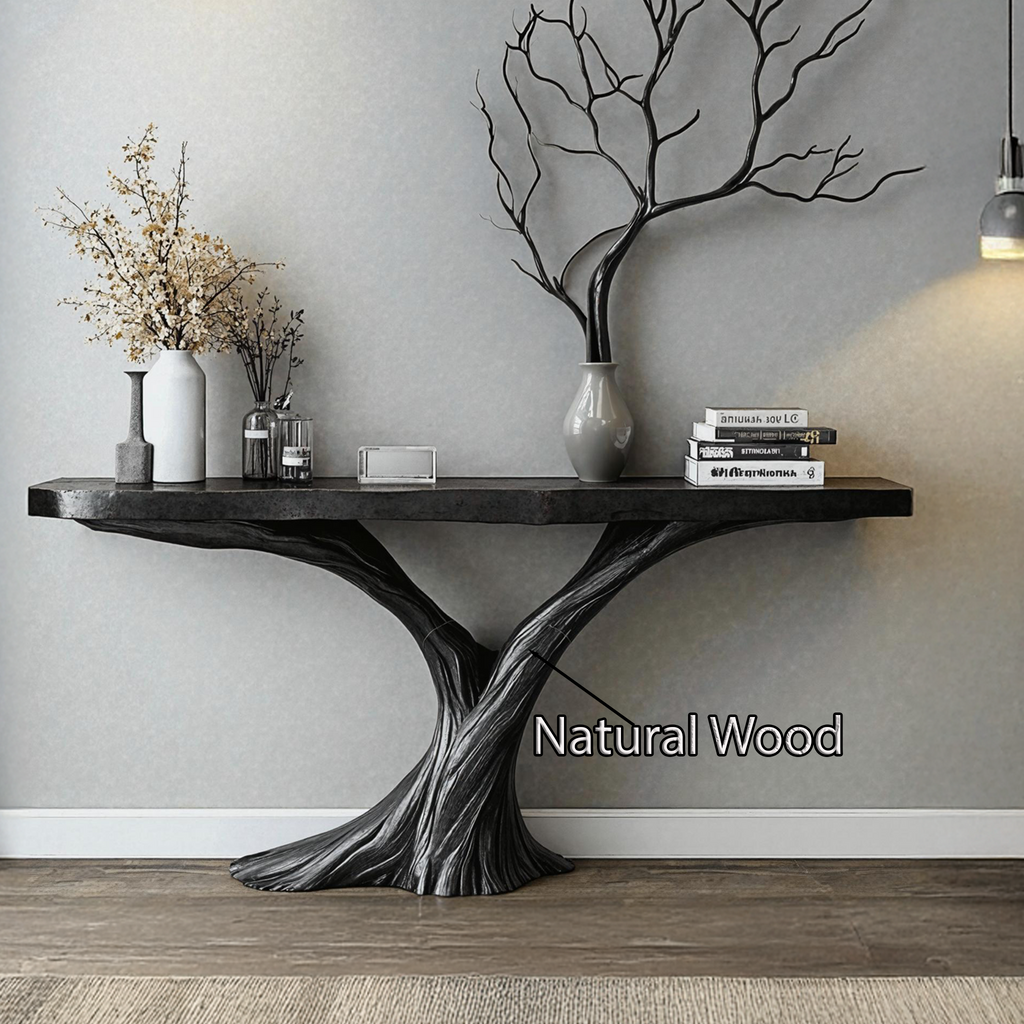 Space Saving Wood Console Table For A Practical Entryway Solution