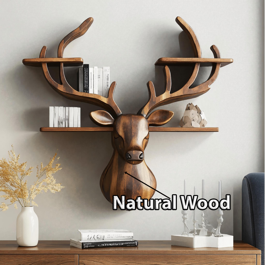 Handcrafted Wood Deer Shelf For Nature Inspired Home Decor
