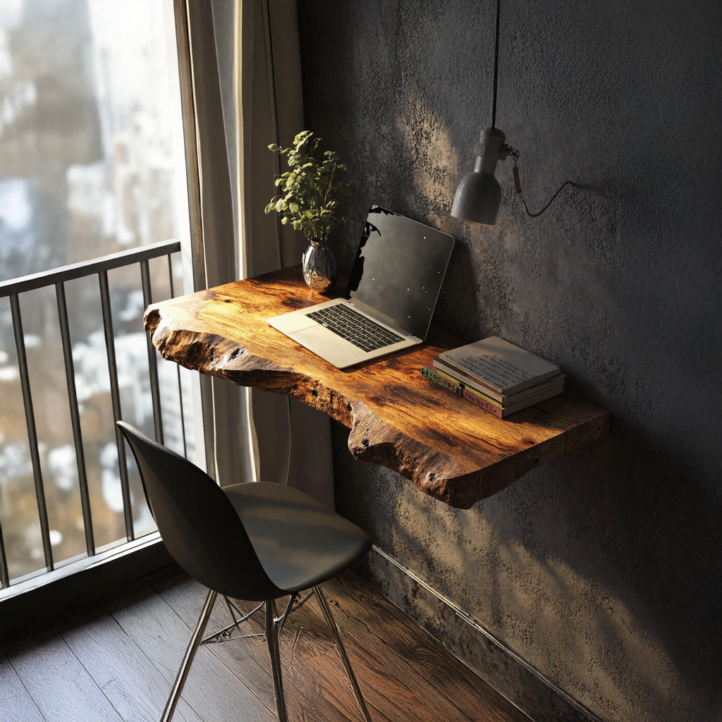 Mid Century Solid Wood Floating Desk For Functional Home Office