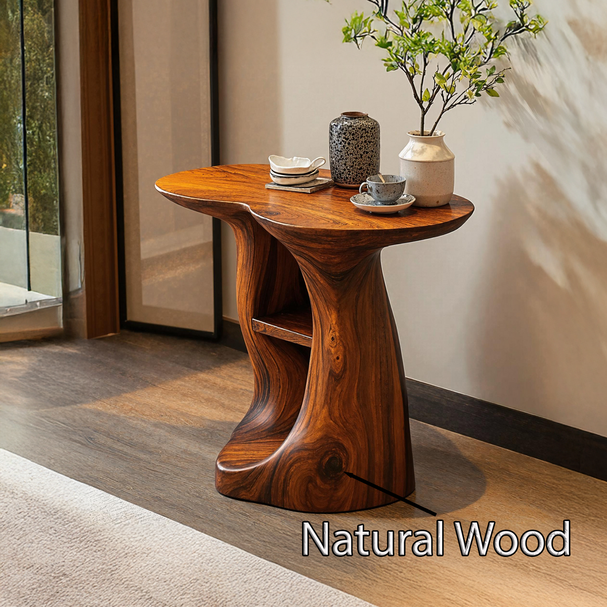 Vintage Solid Wood End Table For Entryway Design