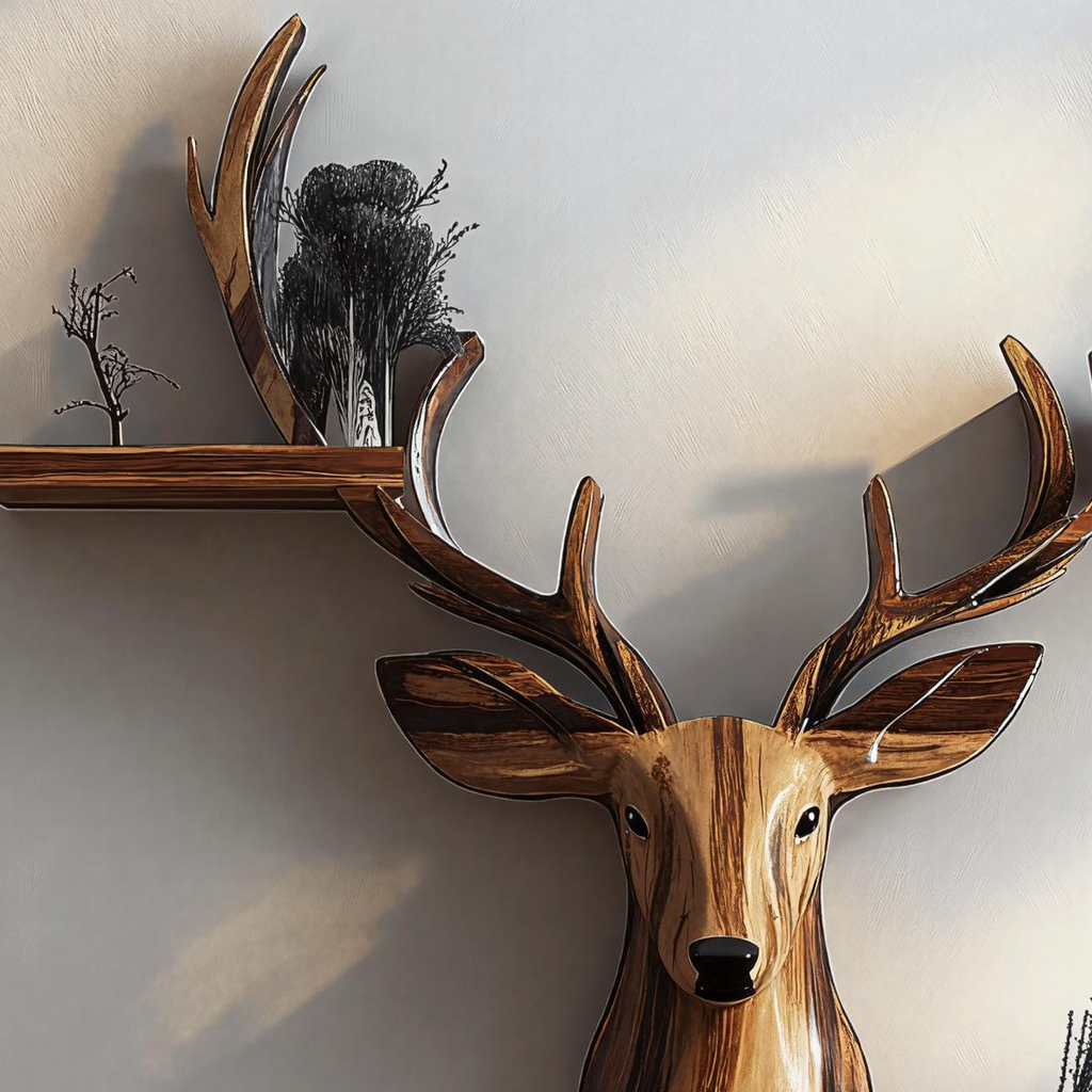 Decorative Wooden Deer Wall Shelf