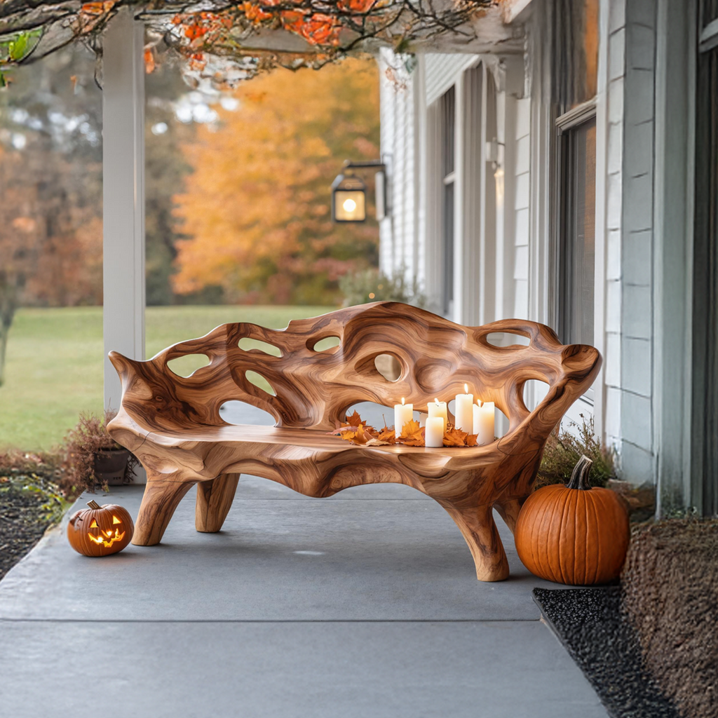 Rustic Live Edge Outdoor Bench For Patio And Outdoor Furniture