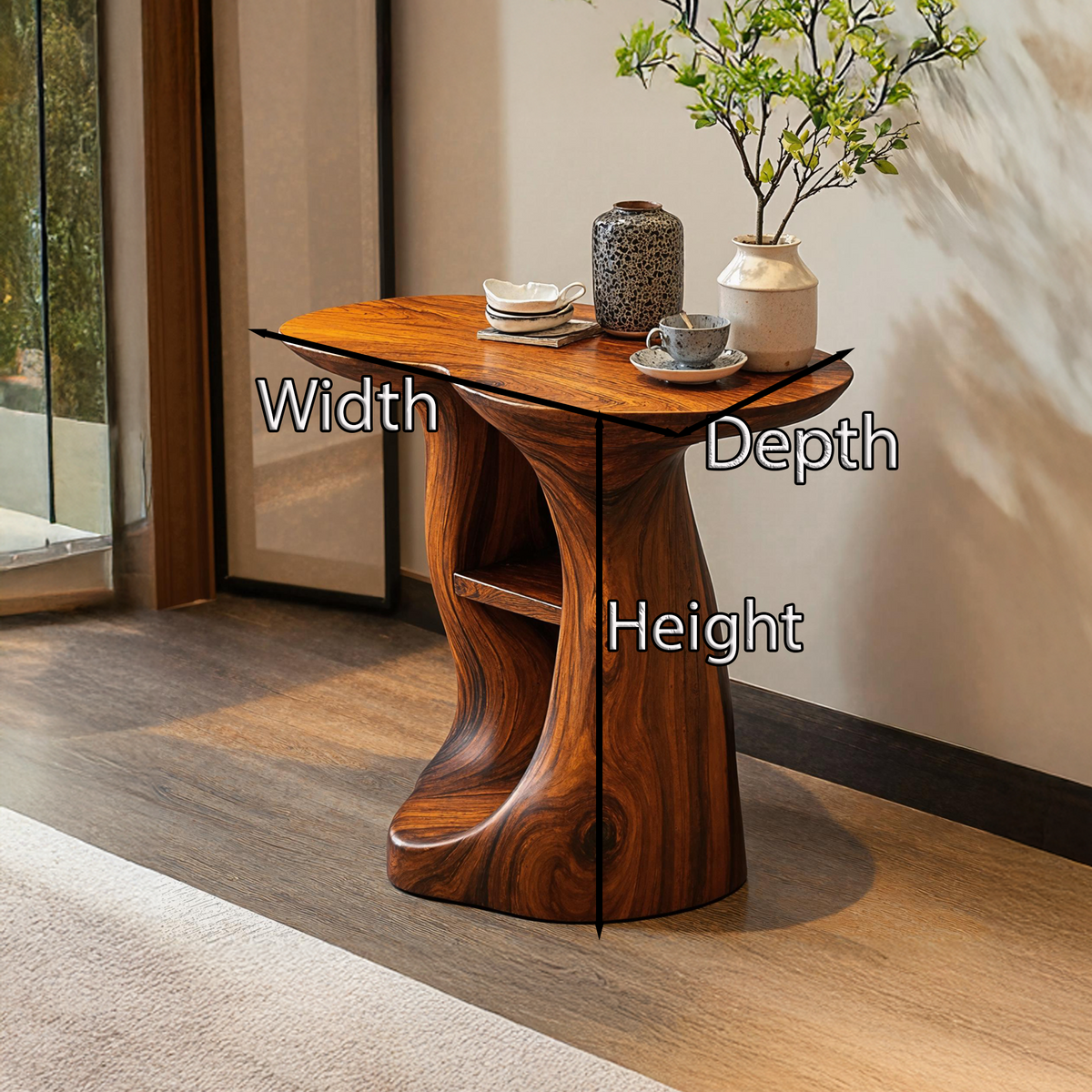 Vintage Solid Wood End Table For Entryway Design