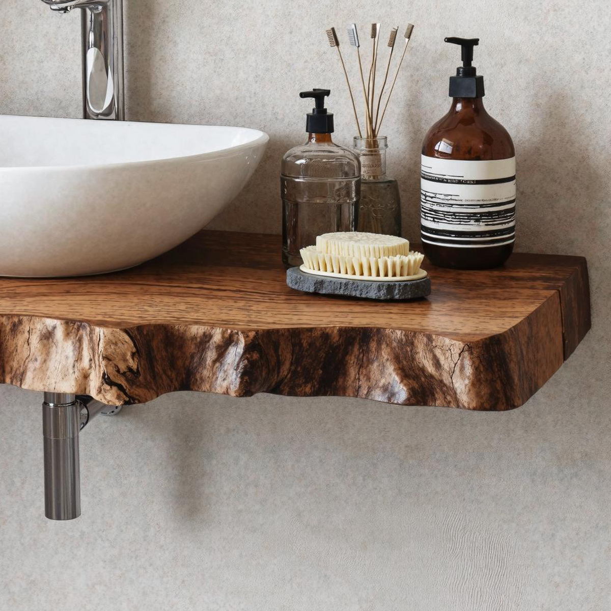 Wooden Floating Shelf For Bathroom Vanity