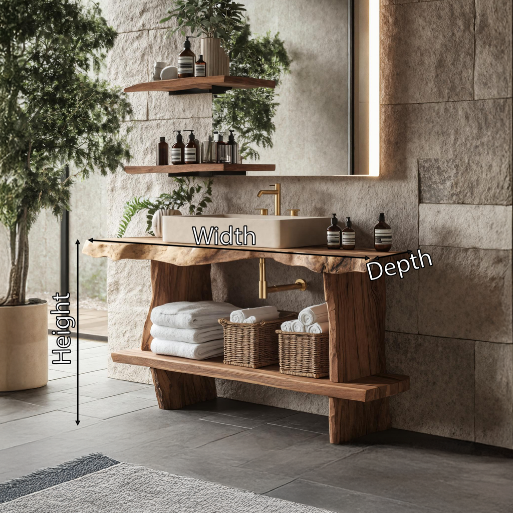 Bathroom Furniture Rustic Vanity With Live Edge Top