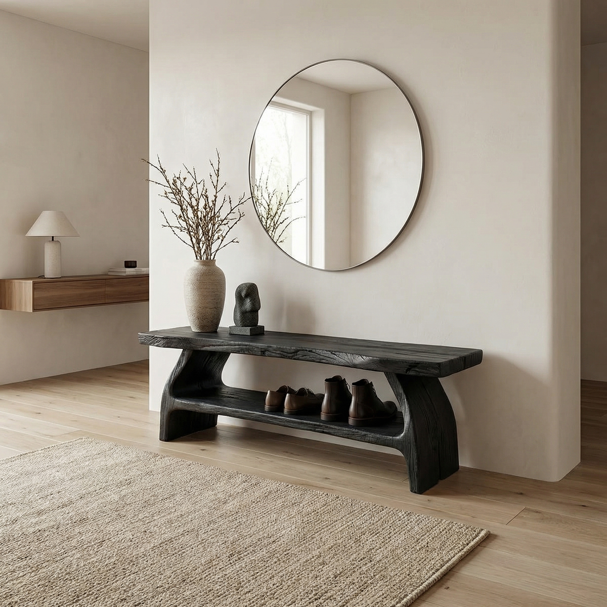 Rustic Entryway Shoe Bench Living Room