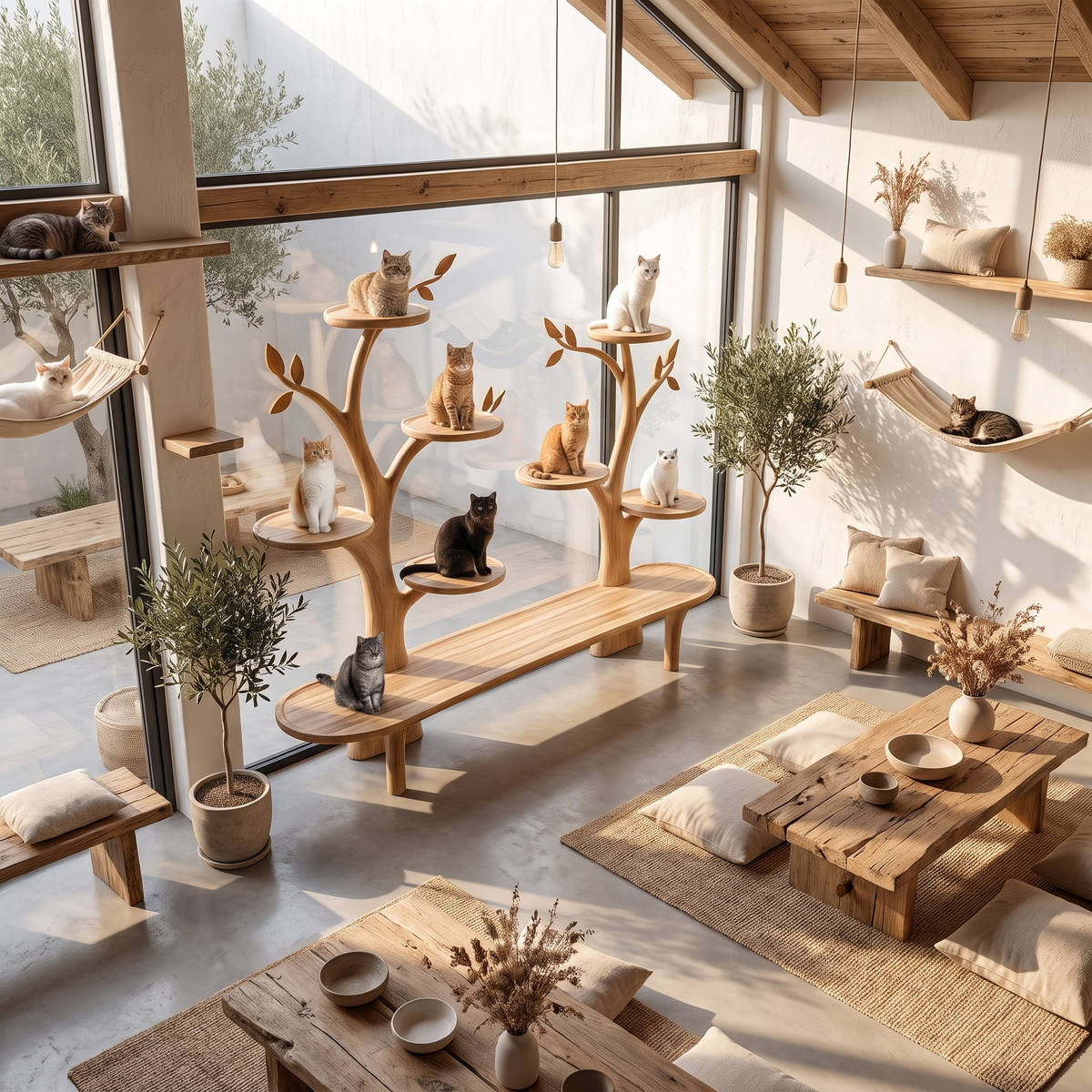 Mid Century Tree Cat Tower Living Study