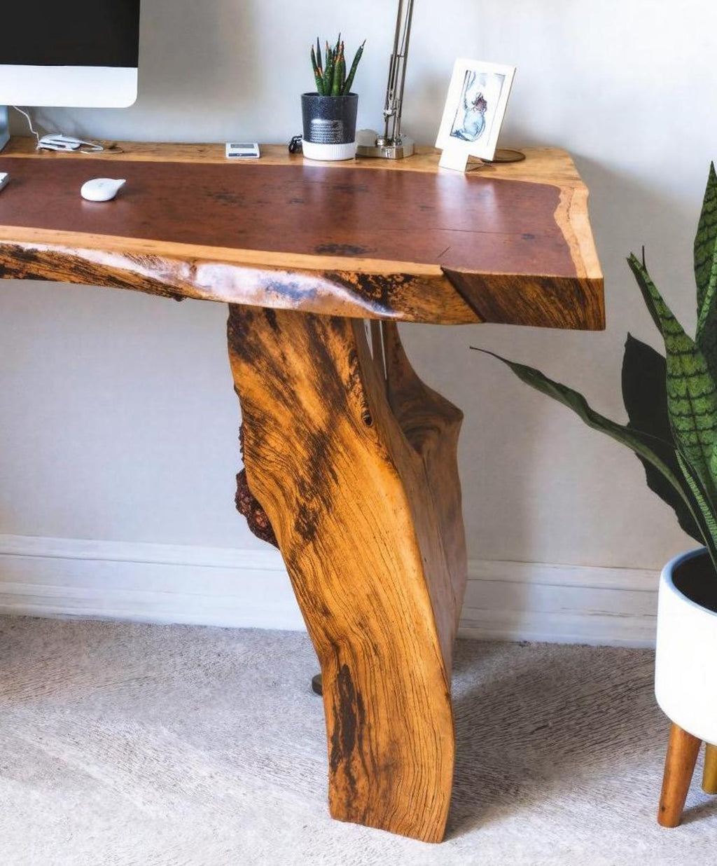 Live Edge Industrial Desk And Rustic Handcrafted Office Desk For Home Office And Creative Workspace