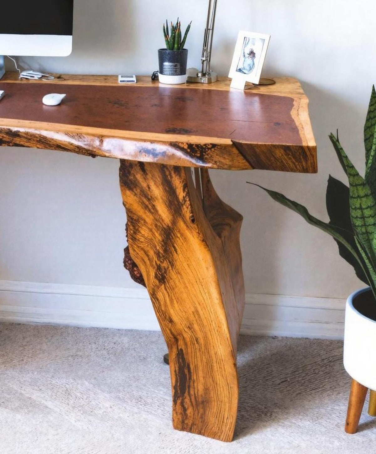 Live Edge Industrial Desk And Rustic Handcrafted Office Desk For Home Office And Creative Workspace