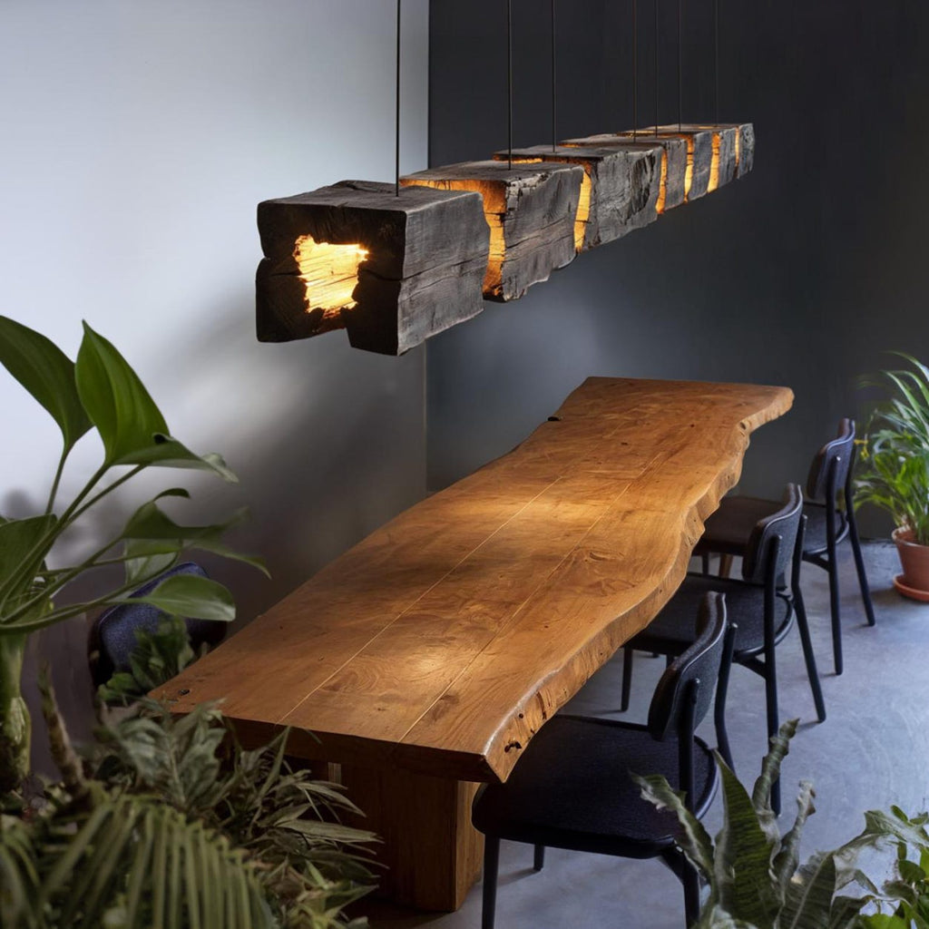 Rustic Pendant Light And Natural Log Lighting For Living Room Dining Room And Kitchen