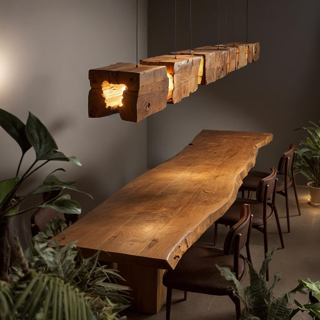 Rustic Pendant Light And Natural Log Lighting For Living Room Dining Room And Kitchen