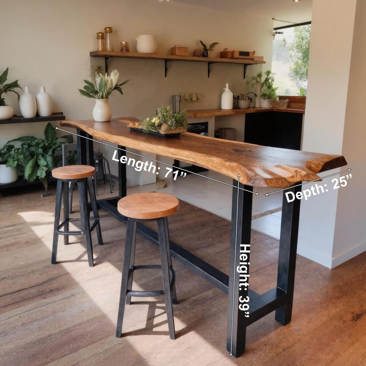 Modern Handmade Live Edge Bar Table For Kitchen Counter