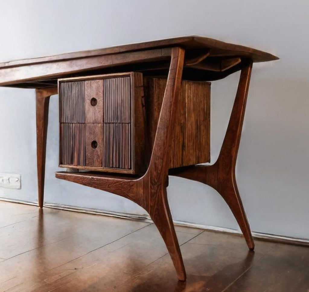 Mid Century Wood Desk For Home Office And Study Room