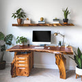 Live Edge Industrial Desk And Rustic Handcrafted Office Desk For Home Office And Creative Workspace