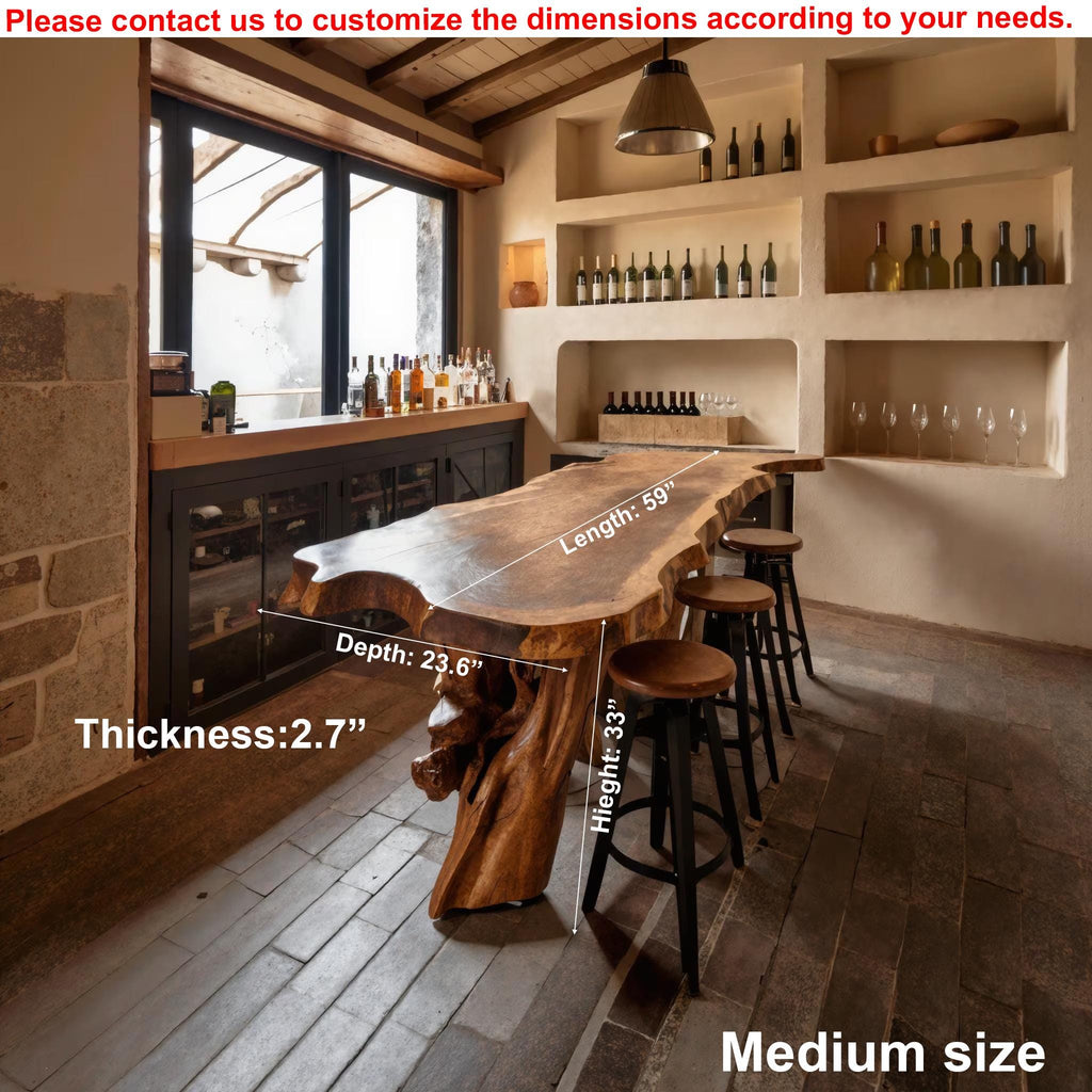 Rustic Live Edge Kitchen Island Table For Cozy Dining And Bar Gathering
