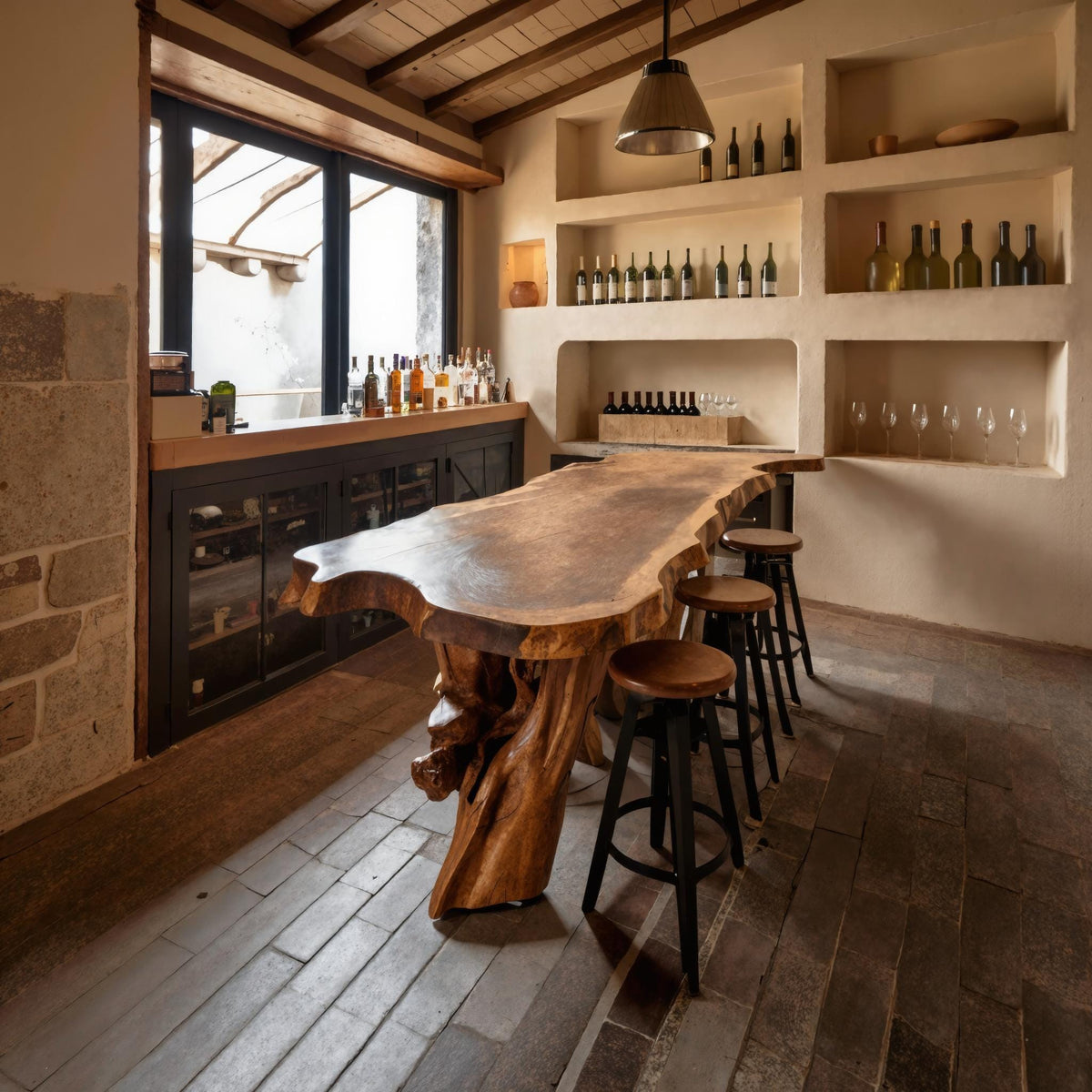 Rustic Live Edge Kitchen Island Table For Cozy Dining And Bar Gathering