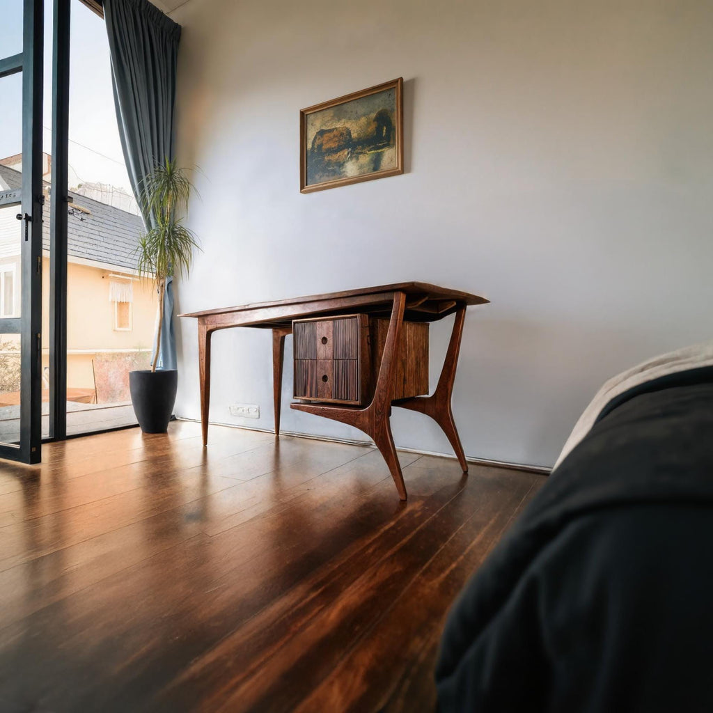 Mid Century Wood Desk For Home Office And Study Room