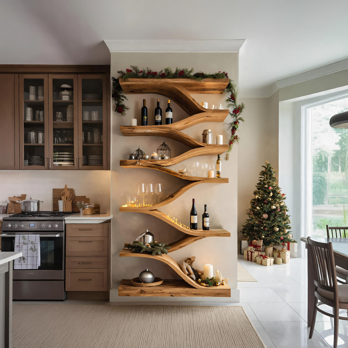 Christmas Handmade Sculptural Wall Shelf For Dining Room