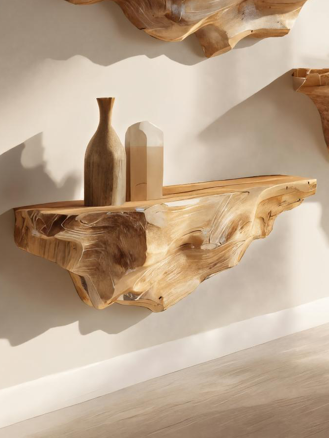 Modern Live Edge Floating Shelf For Living Room