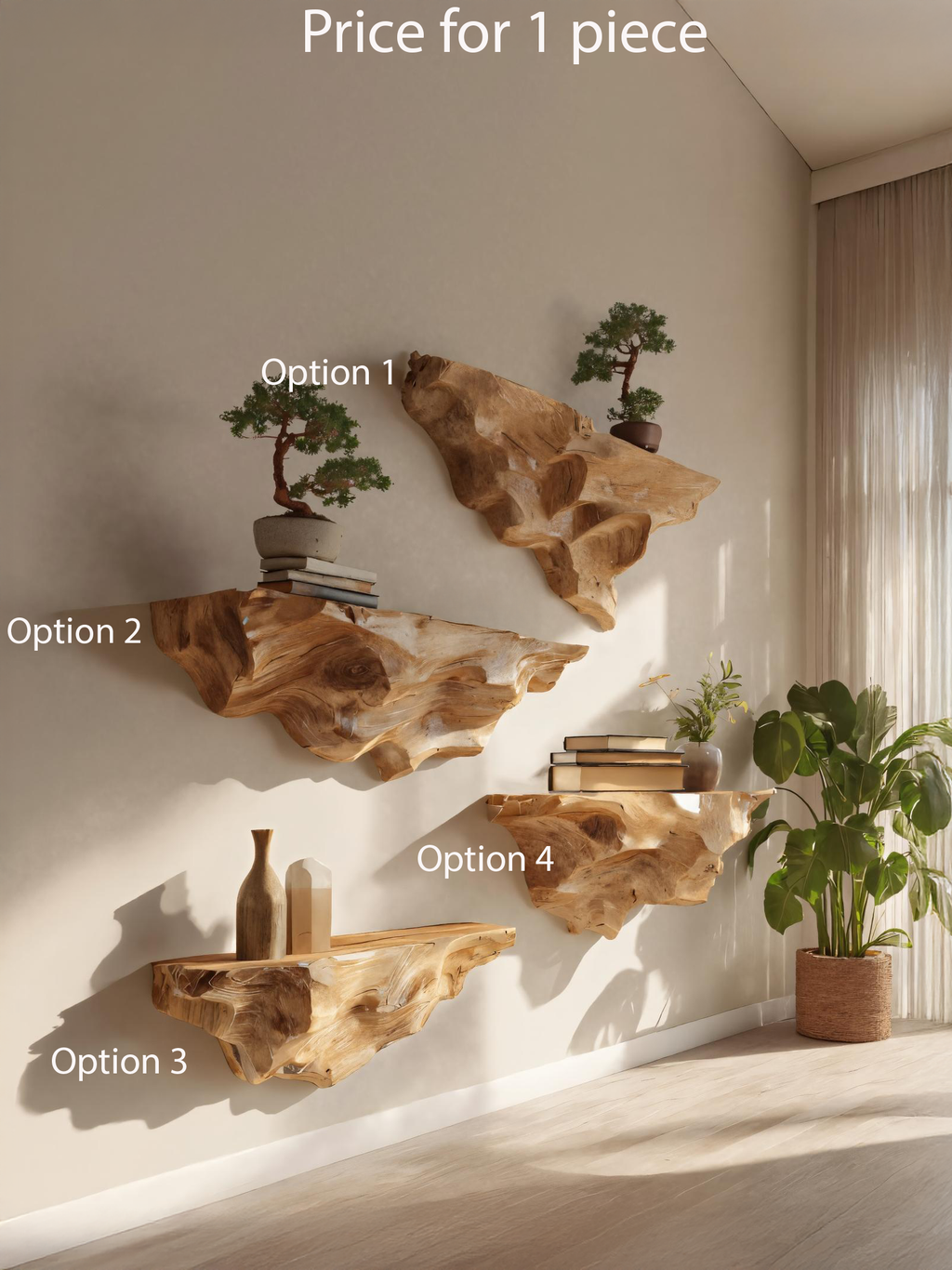 Modern Live Edge Floating Shelf For Living Room