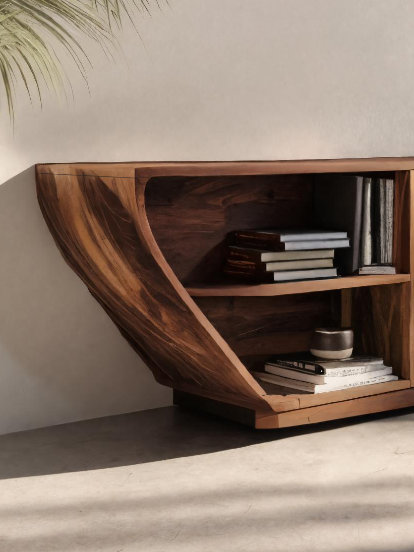 Modern Sideboard With Carved Wave For Living Room Or Dining