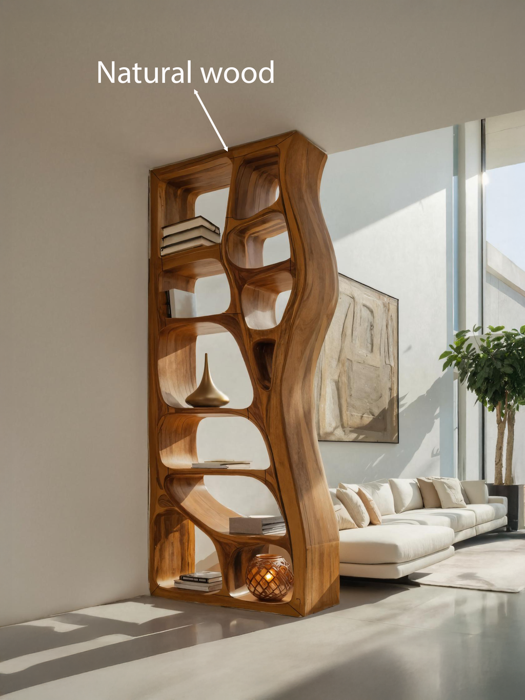 Modern Sculptural Bookshelf Room Divider For Living Room
