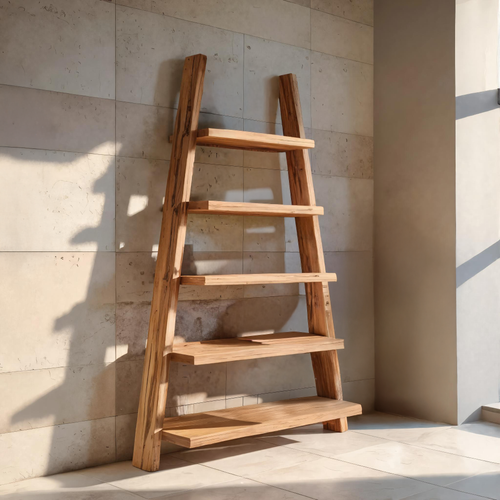 A-Frame Ladder Shelf With Open Tiers For Bathroom