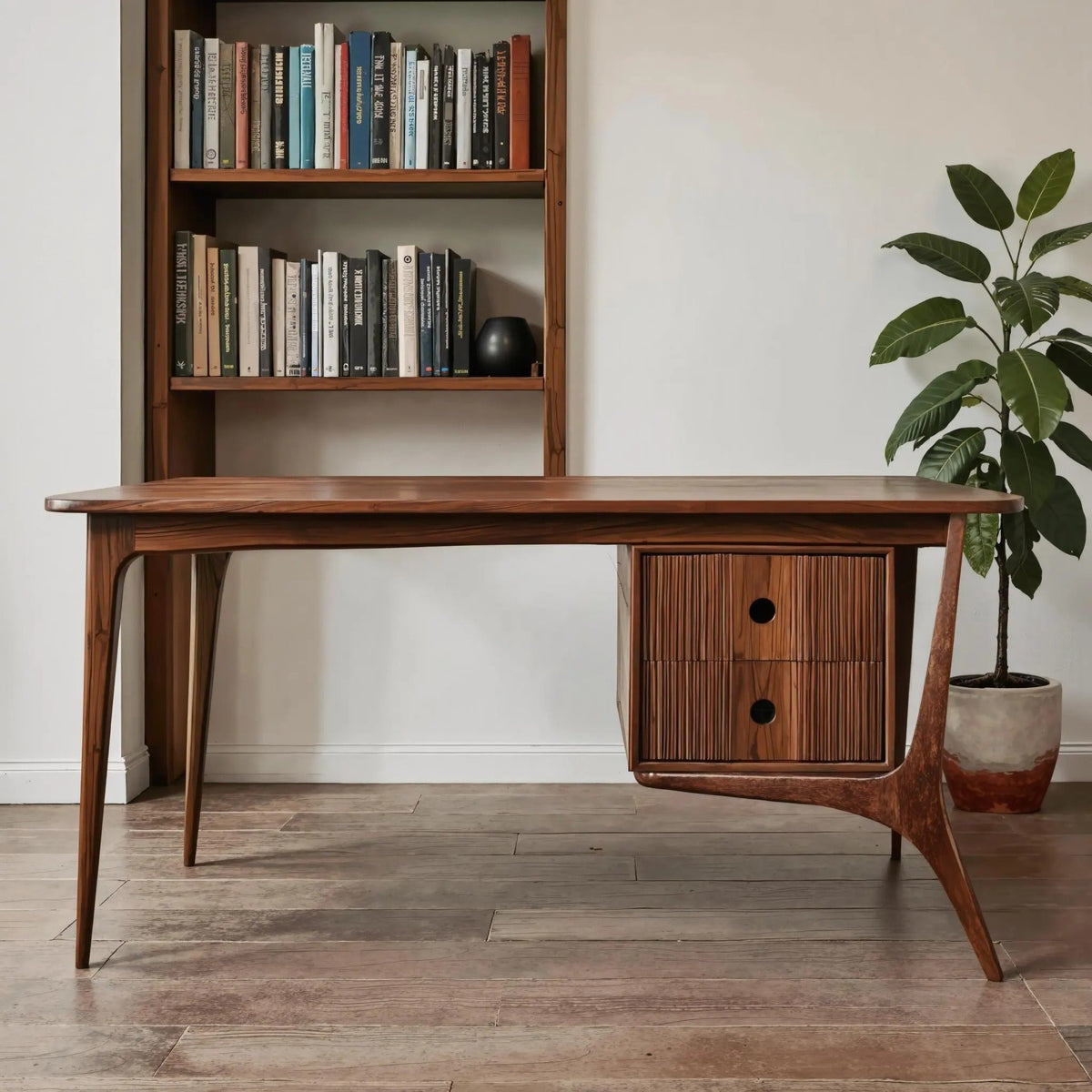 Mid Century Wood Desk For Home Office And Study Room