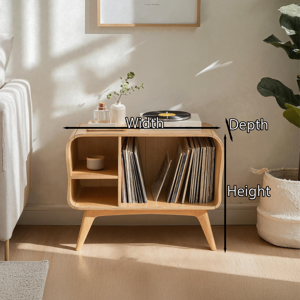 Farmhouse Solid Wood Record Stand For Bedroom Organization