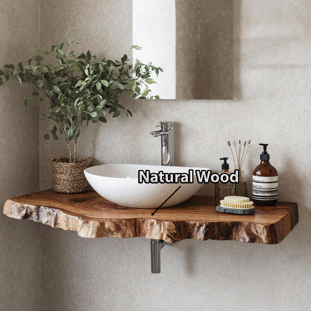 Wooden Floating Shelf For Bathroom Vanity