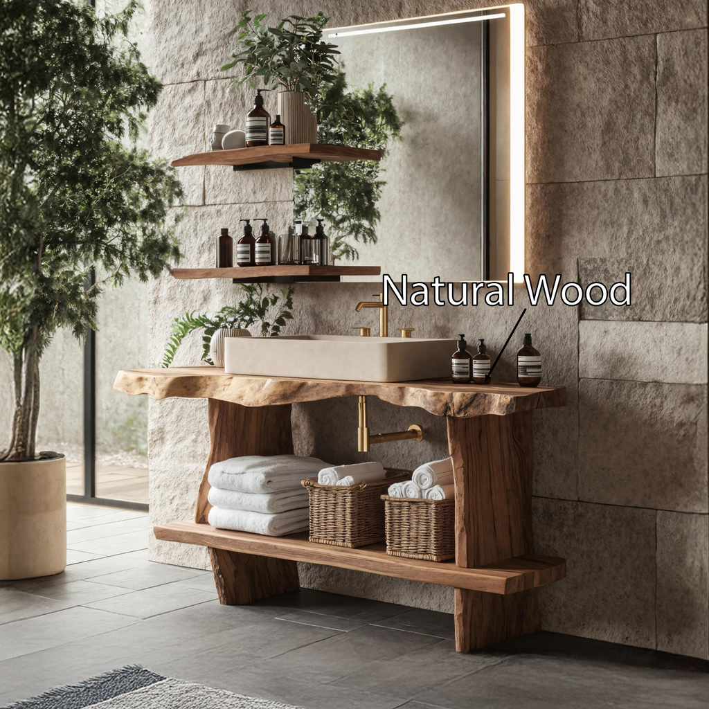 Bathroom Furniture Rustic Vanity With Live Edge Top