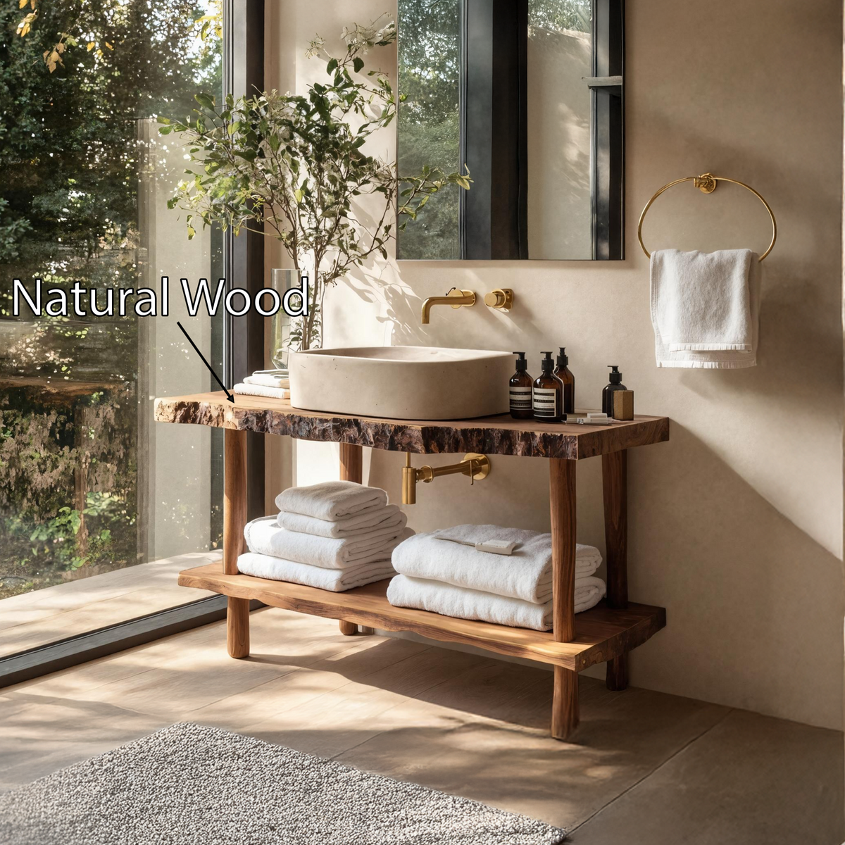 Mid Century Wooden Vanity For Bathroom Furniture Decor
