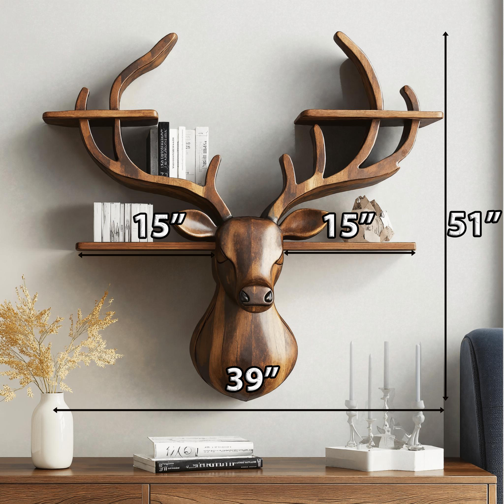 Handcrafted Wood Deer Shelf For Nature Inspired Home Decor