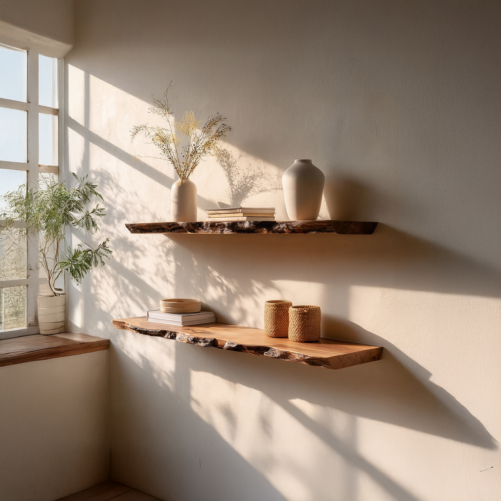 Rustic Floating Shelf Living Room