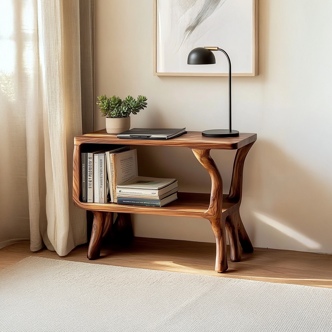 Free Standing Rustic Wood Side Table