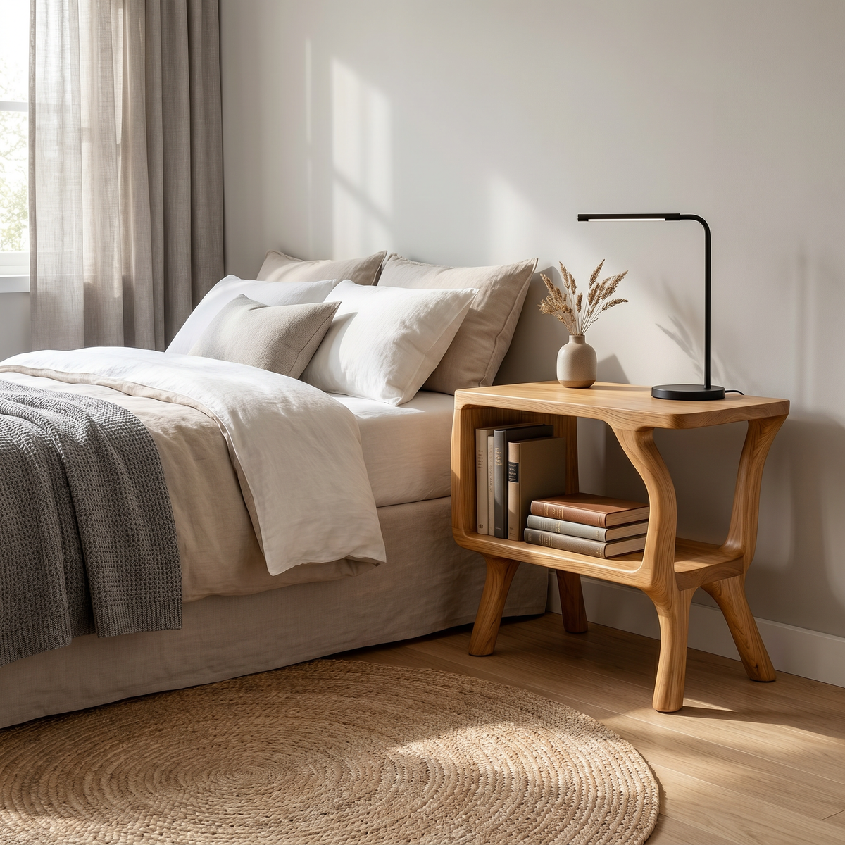 Free Standing Rustic Wood Side Table