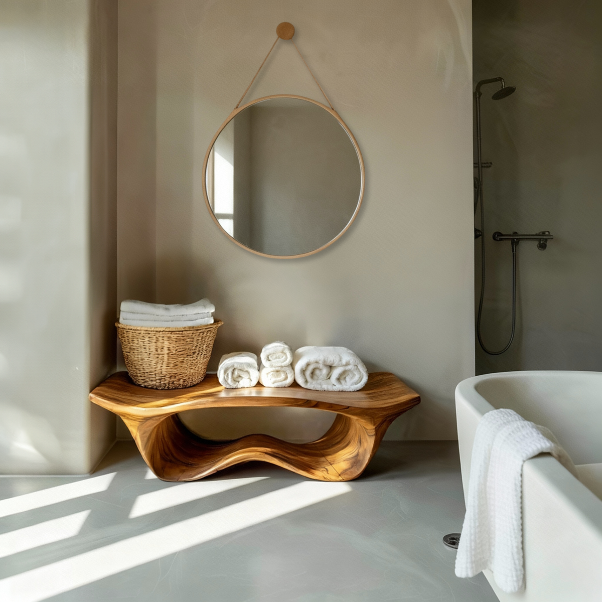 Organic Sculptural Shower Bench For Bathroom