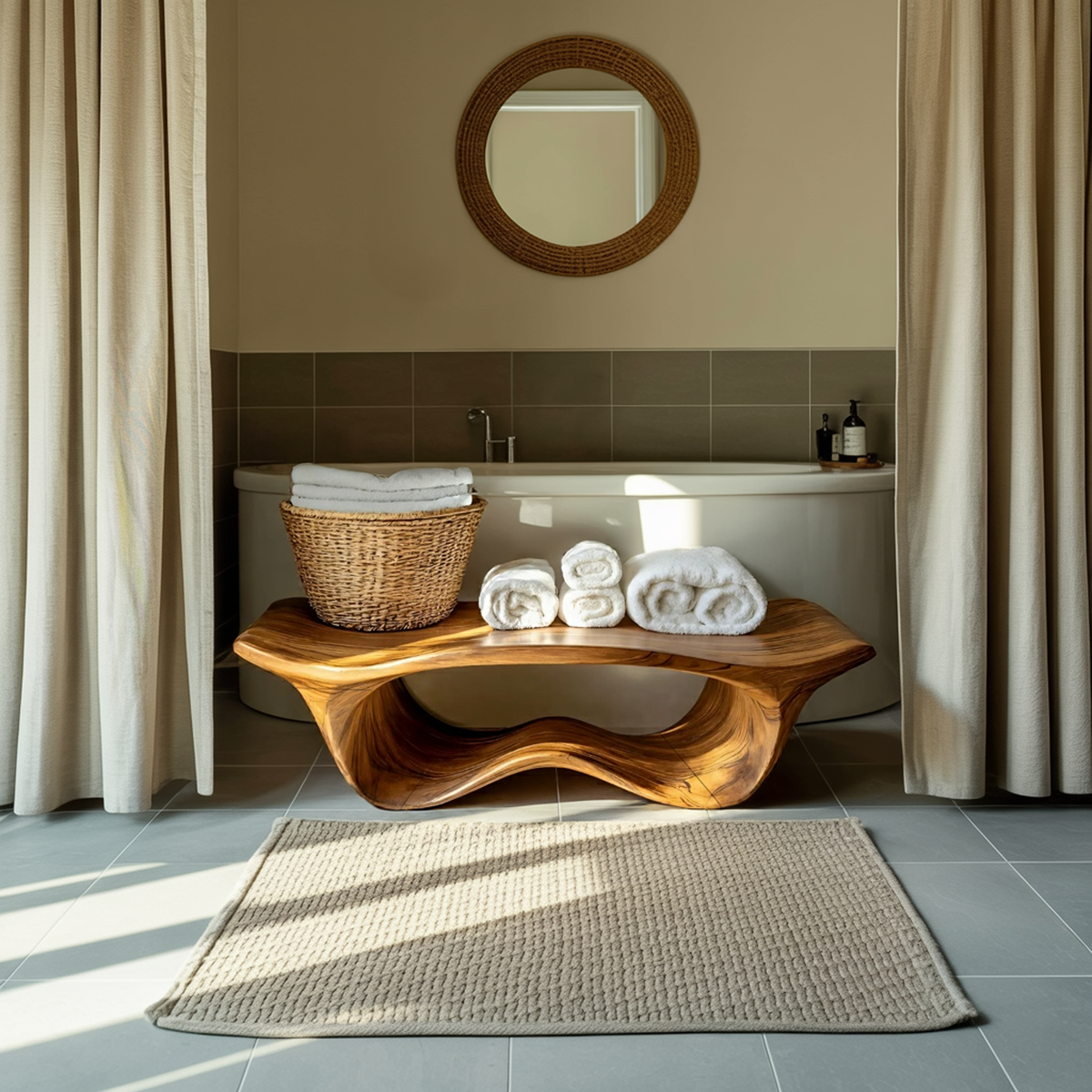 Organic Sculptural Shower Bench For Bathroom