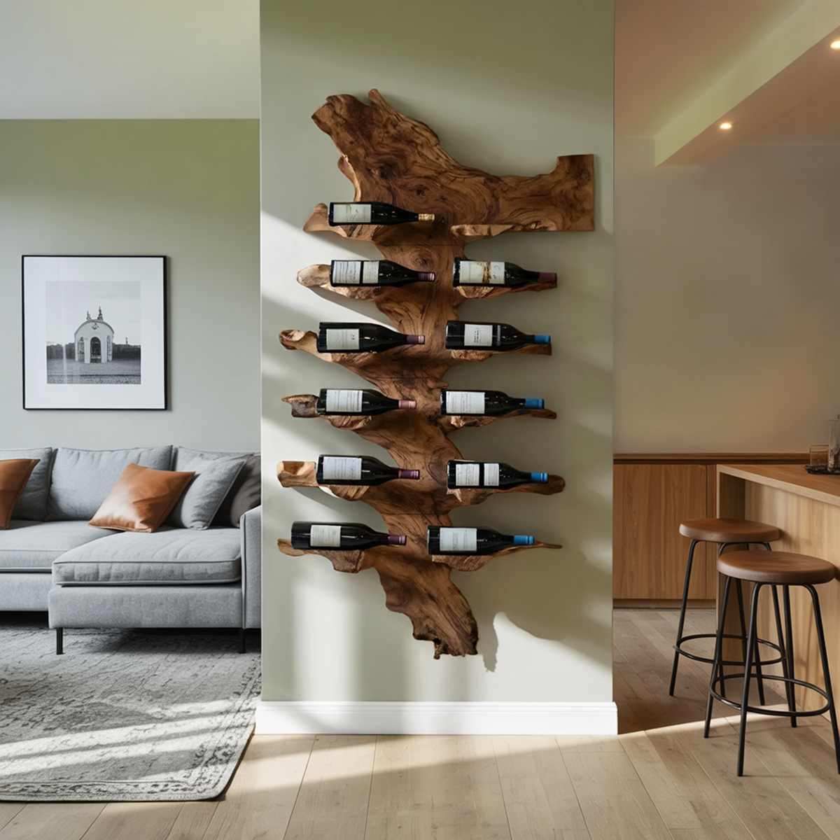 Handcrafted Live Edge Wine Holder For Luxury Furniture Decor