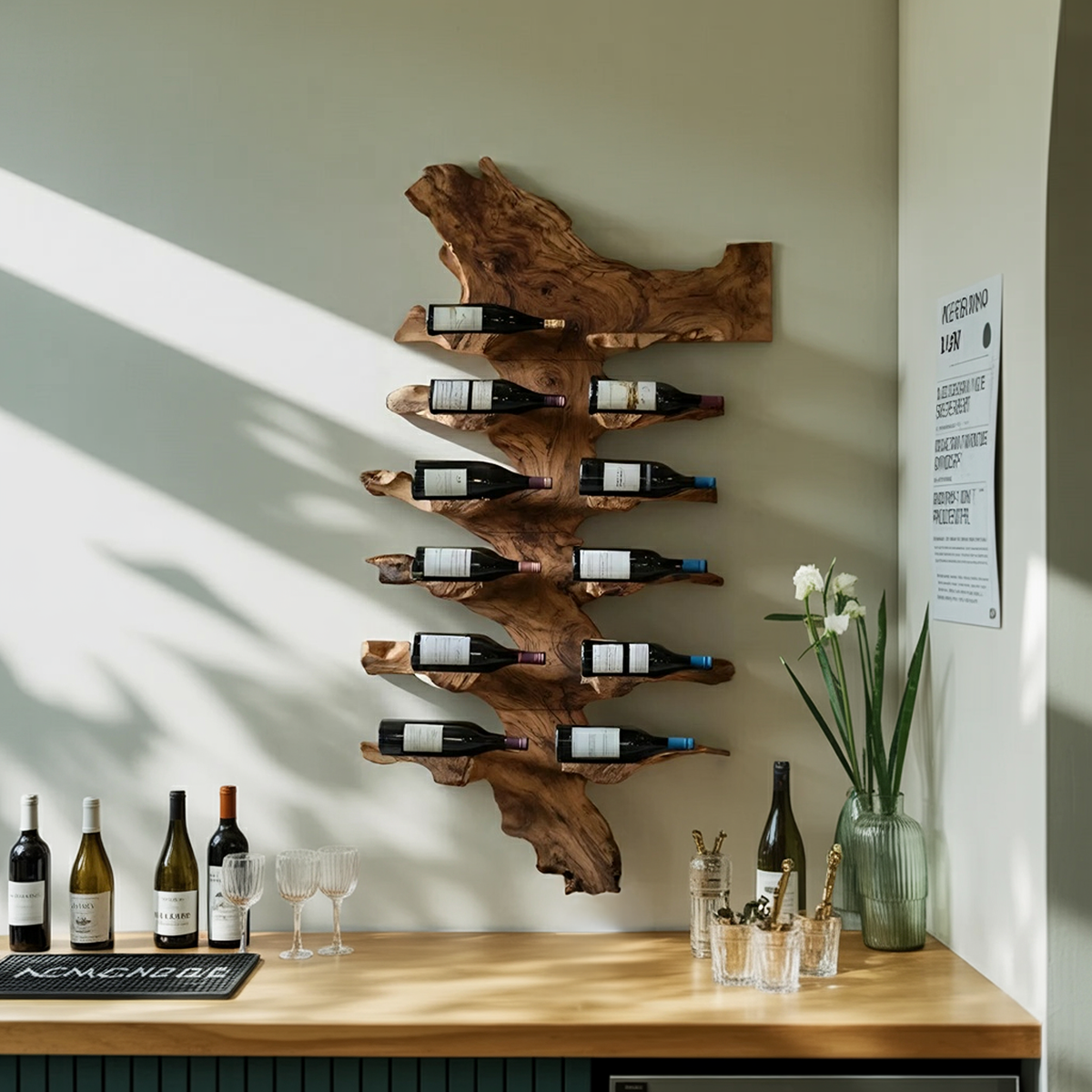 Handcrafted Live Edge Wine Holder For Luxury Furniture Decor