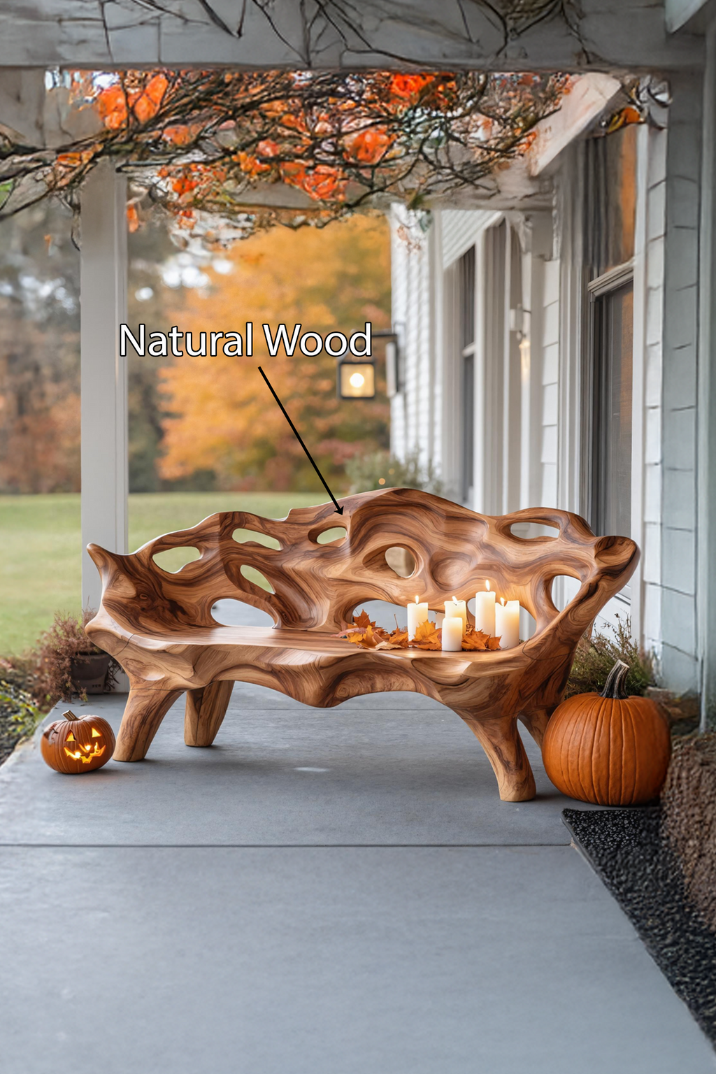 Rustic Live Edge Outdoor Bench For Patio And Outdoor Furniture