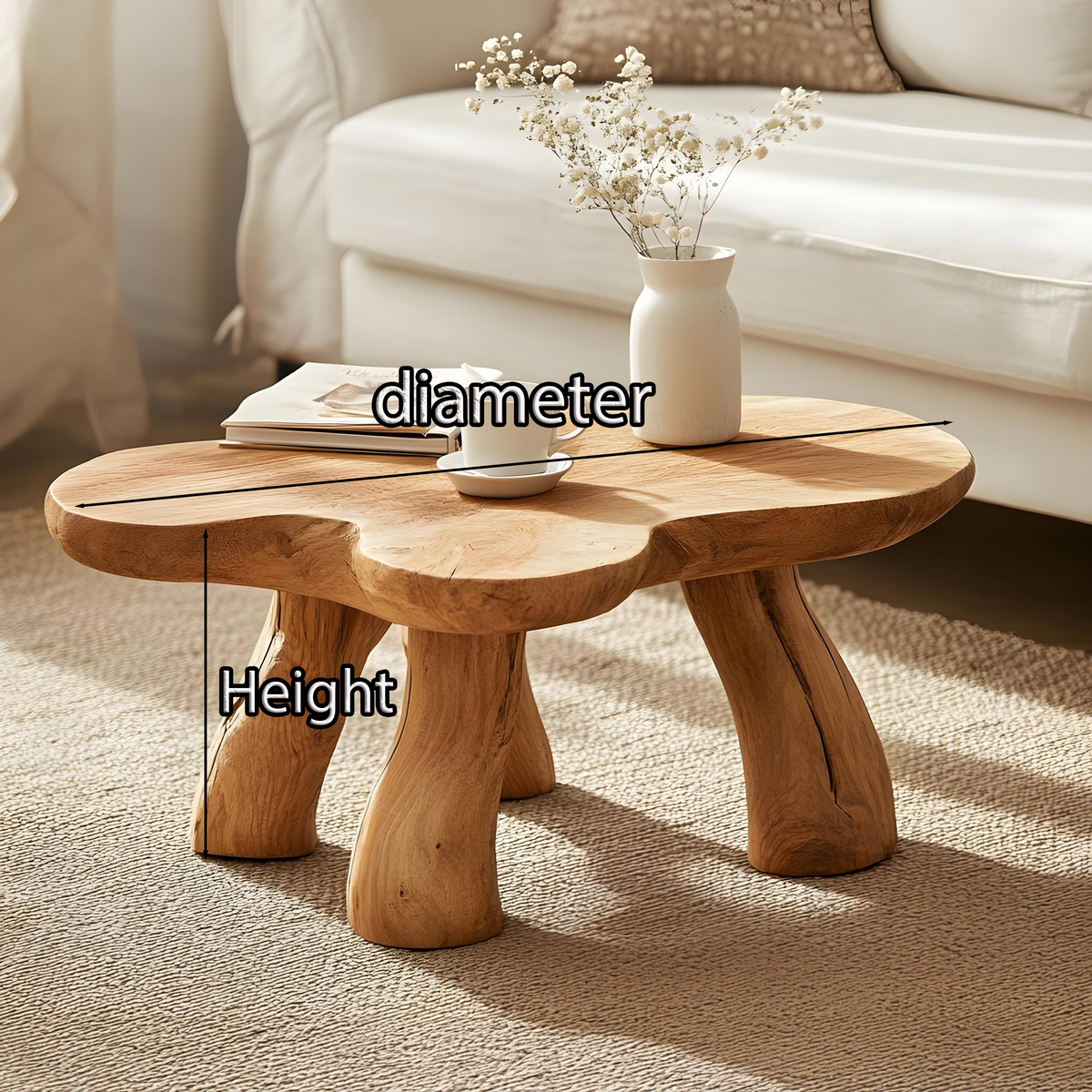Natural Solid Wood Coffee Table