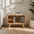 Farmhouse Solid Wood Record Stand For Bedroom Organization