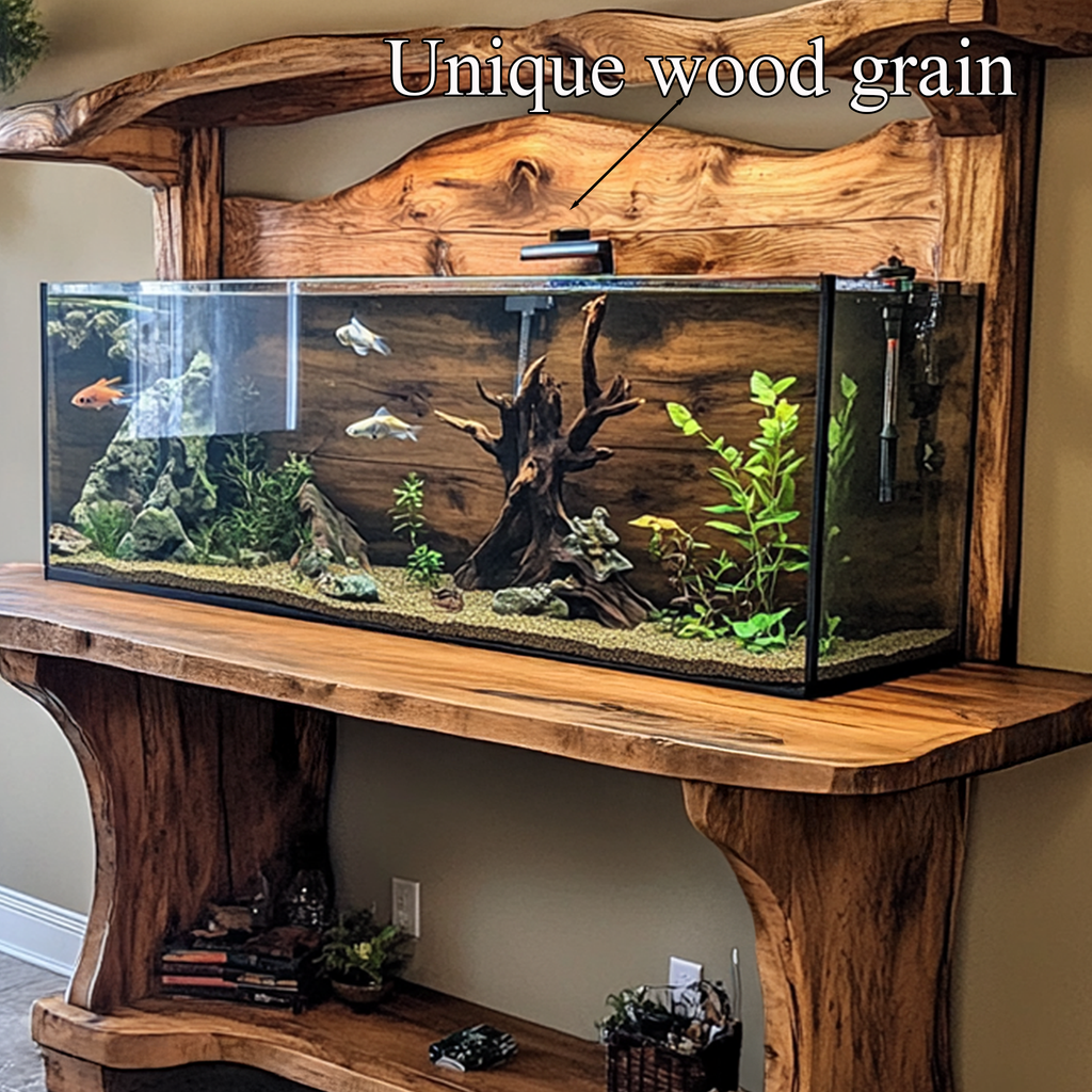 Wood Tank Fish Wooden Aquarium Shelf Decor Living Room Gift