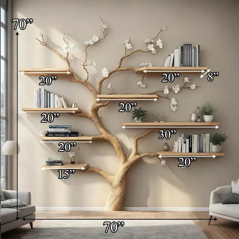 Handcrafted Tree Branch Bookshelf Home Decor Gift