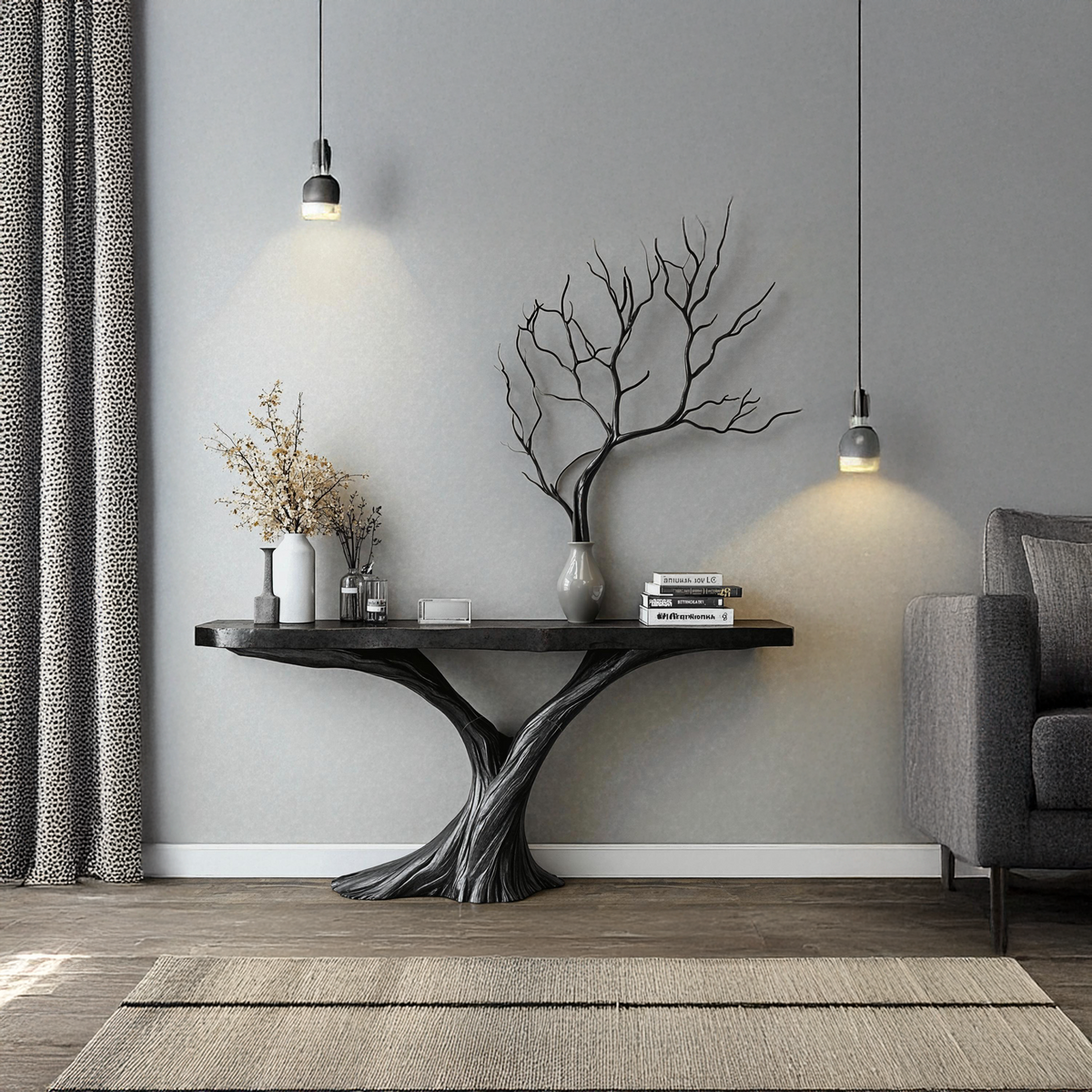 Space Saving Wood Console Table For A Practical Entryway Solution